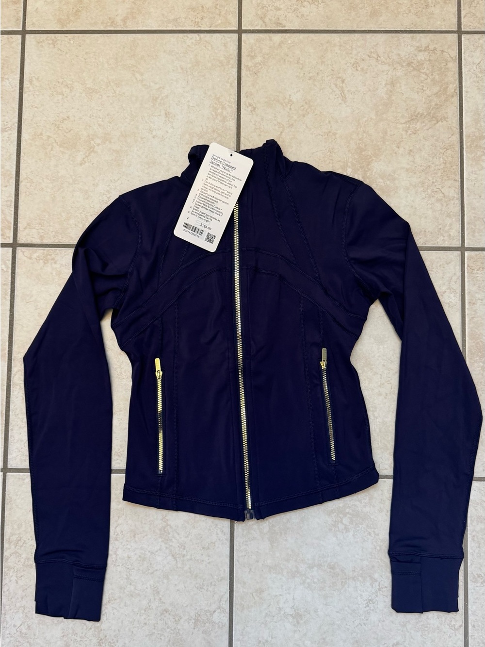 lululemon athletica Navy Utility Zip Jacket and Leggings with Gold Zippers
